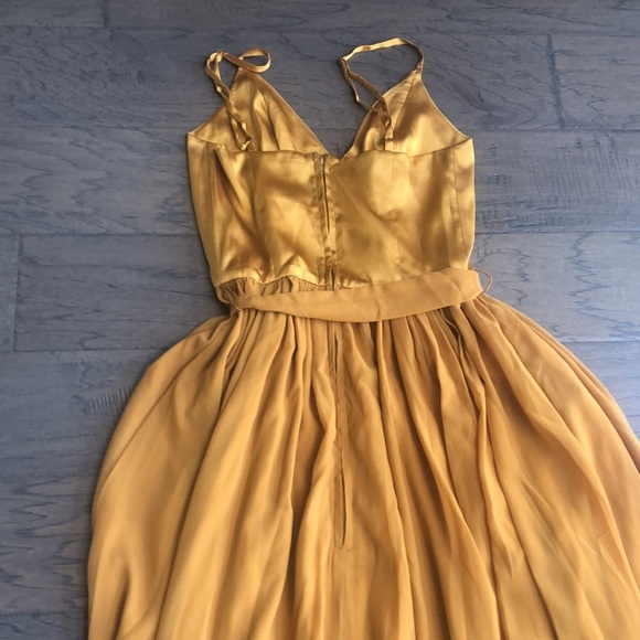 ModCloth mustard spaghetti strap long maxi dress Sz 0 New with tags - Picture 8 of 11